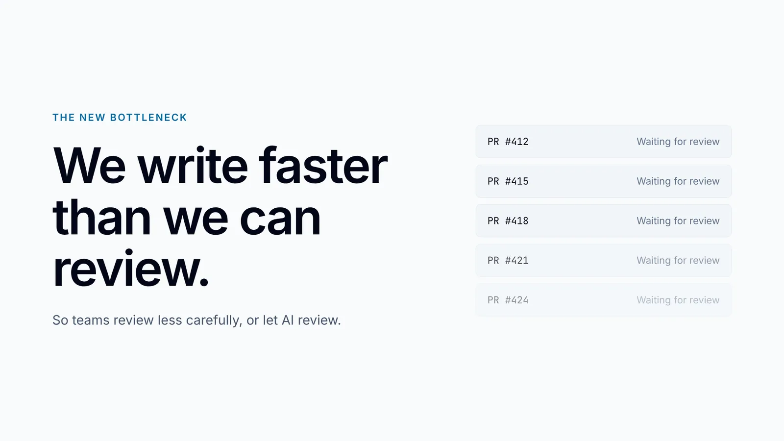 Slide 5: We write faster than we can review.