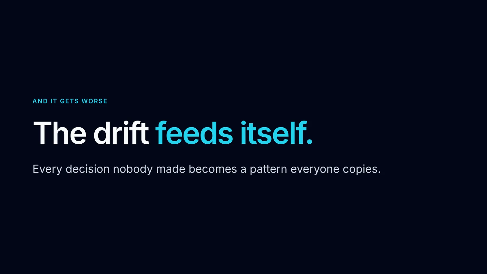 Slide 11: The drift feeds itself.